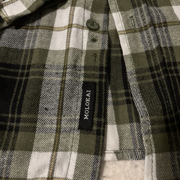 Molokai Surf Company Flannel Hoodie XXL 2XL Black Green - Picture 3 of 8